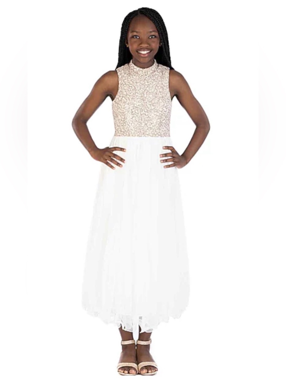 ✨ Speechless Gilded Glamour Sequin Tulle Maxi Dress Girls Size 12 NWT ✨